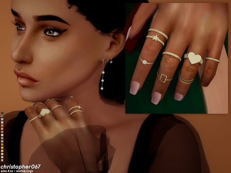 Sims 4 Ring Set Cc, Sims 4 Cc Jewelry Rings, Sims 4 Female Jewelry, Sims 4 Jewellery Cc, Sims 4 Rings Cc, Sims 4 Rings, Ts4 Accessories, Female Rings, Sims 4 Piercings