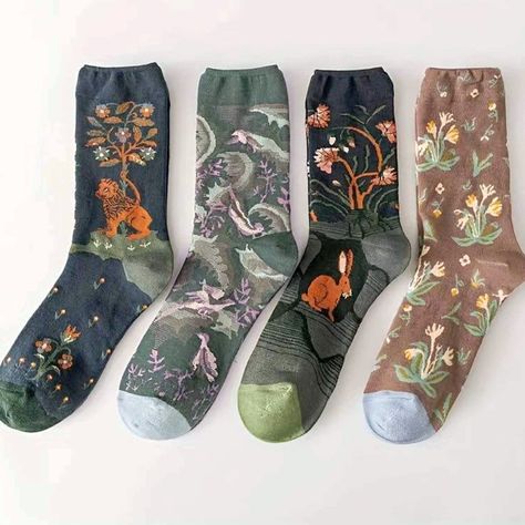 No More Boring Socks Fun & Colorful Four Pair Comfortable & Breathable 75% Cotton, 22% Polyester, 3% Elastane Women's Medium New In Package Socks Gifts, Ladies Socks, Vintage Socks, Floral Socks, Comfy Socks, Women Crew Socks, Moda Retro, Trendy Winter, Calf Socks