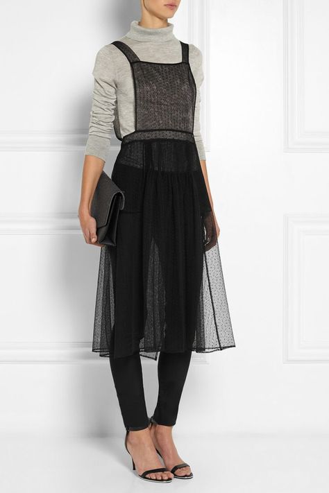 Maison Martin Margiela | Swiss-dot tulle apron dress | NET-A-PORTER Dress Over Pants, Ropa Diy, Apron Dress, Martin Margiela, Swiss Dot, Urban Chic, Sheer Dress, Looks Style, Mode Inspiration