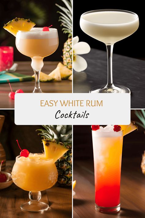 Discover a variety of tropical white rum cocktails including Daiquiri, Long Island Iced Tea, Yellow Bird, and more in minutes! Bacardi White Rum Cocktails, White Rum Cocktails Recipes, White Rum Cocktails Easy, Cocktails With White Rum, Summer Liquor Drinks, White Rum Drinks, White Rum Cocktails, Coconut Cooler, Bacardi White Rum