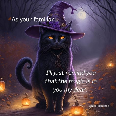 As your familiar, I’ll remind you that the magic is in you my dear. #NiceRockShop #magic #witchystuff #blackCat #cat #witch #PaducahKY #MyPaducah Witches Grimoire, Cat Magic, Magic Cat, Pagan Witch, Cat Whiskers, Witch Cat, Cat Nails, Samhain, You And I