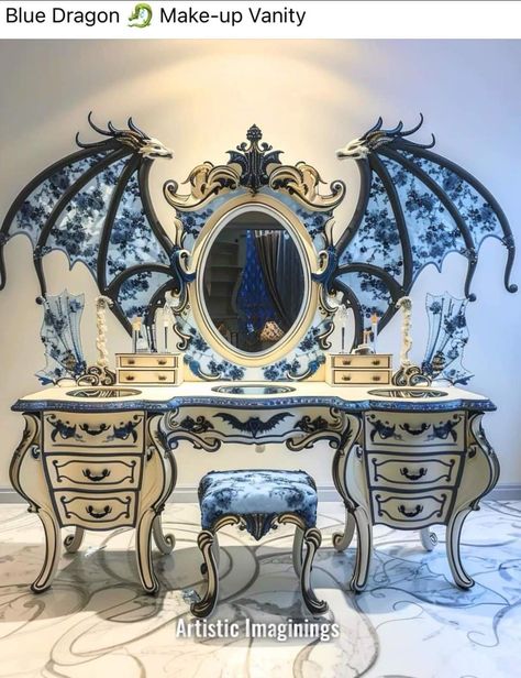 Beautiful Vanity, Cabin Decorating, Fairy Furniture, Loft Industrial, Blue Dragon, Gothic Home, Industrial Modern, Gothic House, Victorian Gothic