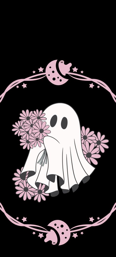 Halloween Cute Iphone Wallpaper, Pastel Goth Iphone Wallpaper, Pastel Spooky Wallpaper, Spring Halloween Wallpaper, Halloween Girl Wallpaper, Creepy Cute Art Wallpaper, Halloween Wallpaper Cute Ghost, Halloween Pink Background, Samsung Galaxy Wallpaper Aesthetic