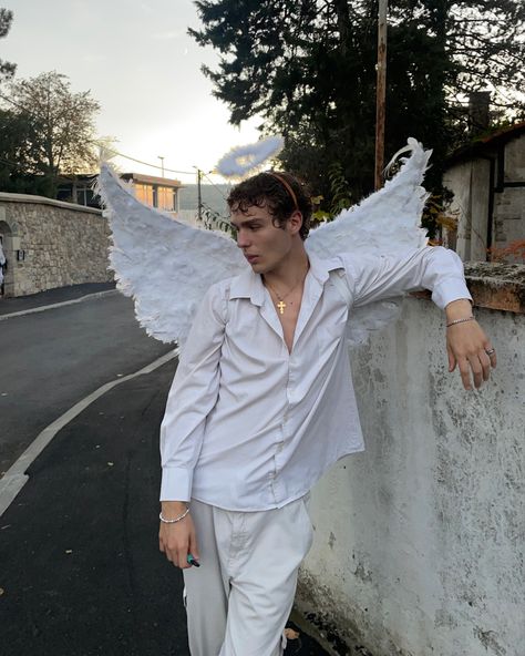 Mens Cupid Halloween Costume, Cupid Men Costume, Angel Man Costume, Male Angel Halloween Costume, Angel Costume Aesthetic Men, Angel Male Costume, Men’s Angel Costume, Male Cupid Costume, Guy Angel Costume