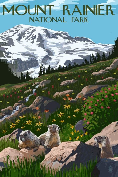 PRICES MAY VARY. Mount Rainier National Park, Washington, Meadow and Marmots (12x18 Art Print, Travel Poster Wall Decor), white borders along all edges of at least 1/4 inch. Guaranteed color accuracy, durable imaging, and high print resolution. Printed on heavy stock paper using a high-end digital printing press. Lantern Press high-quality art prints are designed and printed in Seattle, WA. This original high-quality art print from Lantern Press boasts sharp detail and vivid imagery of Mount Rai Lake Louise Canada, Mount Rainier National Park, Large Framed Prints, Retro Travel Poster, Rainier National Park, National Park Posters, Stock Art, Lake Louise, Printing Press