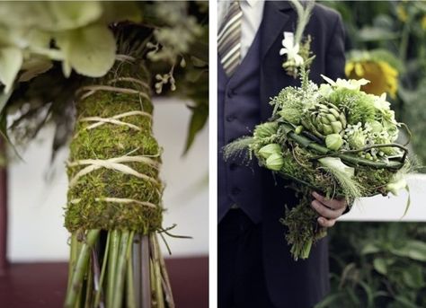 Whimsical Moss Wedding Bouquet Ideas Woodland Wedding Bouquet, Whimsical Wedding Theme, Sheet Moss, Moss Wedding, Cottagecore Wedding, Wedding Bouquet Ideas, Enchanted Garden Wedding, Storybook Wedding, Garden Theme Wedding