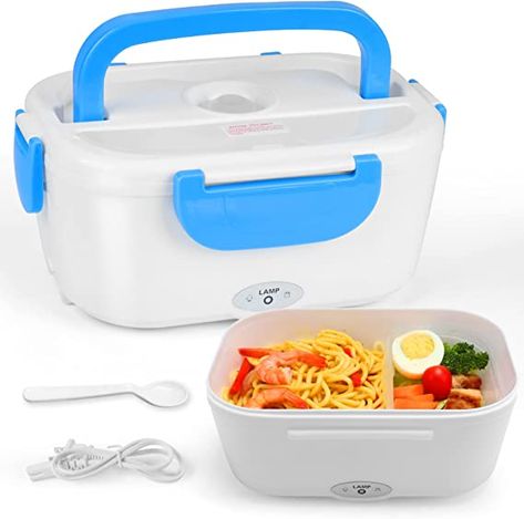 VECH Electric Heating Lunch Box Food Heater Portable Lunch Containers Warming Bento Box for Home & Office Use 110V Heat up Lunch Box (Blue) Rice Warmer, Heated Lunch Box, Hot Lunch, Stainless Steel Containers, Steel Lunch Box, Stainless Steel Lunch Box, Box Food, Portable Food, Food Warmer