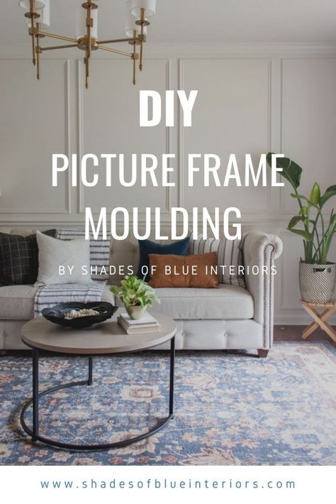 DIY Picture Frame Moulding - Shades of Blue Interiors Picture Frame Moulding, Diy Picture Frame, Blue Interiors, Picture Molding, Frame Molding, Picture Frame Molding, Diy Picture Frames, Panel Moulding, Wall Trim