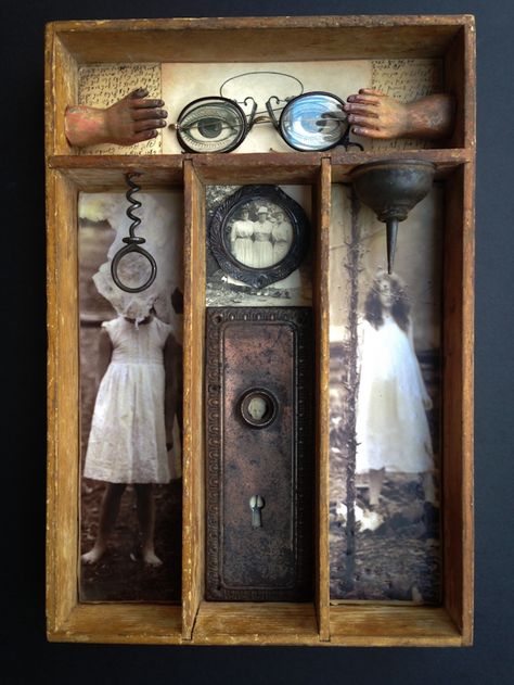 Shrine Ideas, Assemblage Art Collage, Diy Boxes, Box Assemblage, Joseph Cornell, Curiosity Cabinet, 3d Collage, Blind Faith, Shadow Box Art