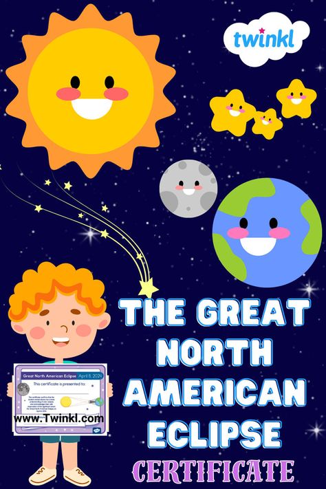 The Great North American Eclipse Certificate Activity For Kids, Nature Activities, Nature Themed, Help Kids, Solar Eclipse, In The Classroom, Life Cycles, Remember This, The Classroom