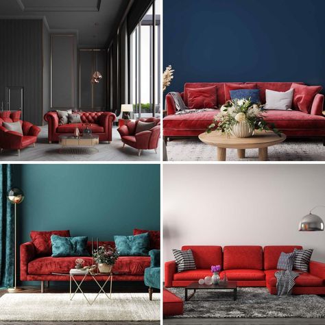 different room designs with red couch Red Couch Living Room Ideas Rustic, Decor With Red Couch, Red Sofa Living Room Color Schemes Leather Couches, Red Couch Living Room Ideas Apartments, Red Leather Sofa Living Room Ideas, Red Couch Aesthetic, Red Sofa Living Room Ideas Color Combos, Red Couches Living Room Decor, Red Sofa Living Room Color Schemes