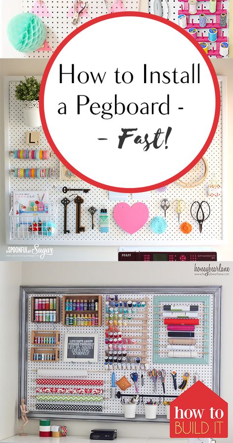 Learn how to easily install pegboard in your own home with these easy home improvement tips and tricks. Install pegboard today! How To Install Pegboard, Pegboard Craft Room, Film Decor, Easy Diy Home Projects, Easy Home Improvement, Diy Home Projects, Craft Room Design, Diy Craft Room, Office Crafts