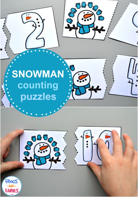 Snowman Counting, Puzzles Printable, Counting Puzzles, Preschool Winter, Winter Activities Preschool, Math Centers Kindergarten, Winter Classroom, Winter Math, Winter Activities For Kids