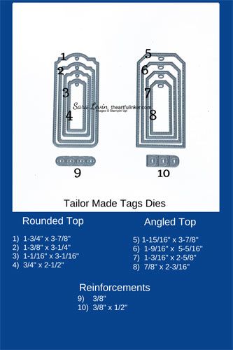 Use this chart to see the sizes of the different Tailor Made Tags Dies Sara Levin Stampin Up ideas theartfulinker.com #tailromadetagsdies #stampinupdiesizes #tailormadetagssizechart #handmadecards #rubberstamps #cardmaking #stampinup #stamping #saralevin #theartfulinker Stampin Up Tailored Made Tags, Tailor Made Tags Stampin Up Cards, Stampin Up Tailor Made Tags Dies, Stampin Up Tailor Made Tags, Tag Sketches, Stampin Up Dies, Tailor Made Tags Dies, Tags Stampin Up, Card Dies