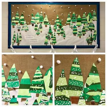 Torn Paper Tree Wonderland Created by Kindergarten and Cathy Hicks Art Room Doors, Christmas Art Projects, Winter Art Projects, Sisters Art, Christmas Tree Art, Paper Tree, Kindergarten Art, Torn Paper, Winter Art