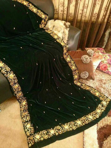 Velvet dupatta Green Velvet Dupatta, Velvet Shawl Wedding, Velvet Shawls, Simple Indian Suits, Velvet Dupatta, Green Shawl, Velvet Dress Designs, Velvet Shawl, Punjabi Outfits