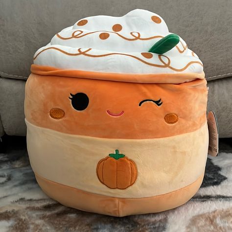 One Left!! Squishmallows Delindu The Pumpkin Spice Latte Htf Nwt & 14”! Halloween 2023 One Available And One On Hold!! Paper Pumpkins Craft, Boo Basket Fillers, Fall Stuffed Animals, Halloween Stuff To Do, Cute Aesthetic Things To Buy, Fall Plushies, Fall Squishmallows, Pumpkin Squishmallow, Cute Items To Buy