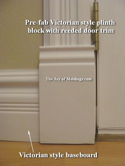 Victorian Plinth Blocks | I wonder if we added this at the bottom of the door trim if it would be easier to mix white with stained trim. Victorian Skirting, Plinth Block Door Trim, Kitchen Skirting, Door Framing, Victoria Style, Stained Trim, Plinth Blocks, Baseboard Trim, Victorian Door