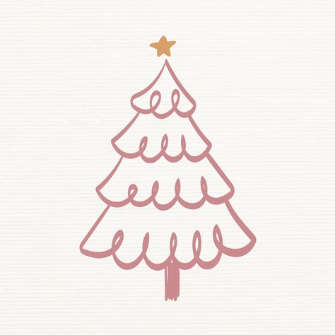 Pink Christmas Tree Drawing, Easy Christmas Crafts For Toddlers, Christmas Tree Sticker, Botanical Christmas, Tree Collage, Christmas Doodle, Christmas Tree Drawing, Tree Doodle, Christmas Tree Images