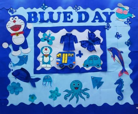 Blue Color Day Decoration In School, Blue Colour Craft For Preschoolers, Colours Theme Board Ideas For Preschool, Blue Colour Day Decoration In Preschool, Blue Day Celebration In Kindergarten, Blue Day Board Decoration In Preschool, Blue Colour Day Celebration In Preschool, Blue Colour Day Activities For Kids, Blue Day Celebration In Preschool