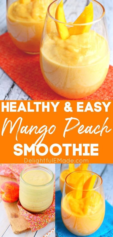 Smoothies With Peaches, Peach Smoothie With Yogurt, Peach Avocado Smoothie, Smoothie Recipes With Peaches, Fresh Peach Smoothie Recipes, Peach Breakfast Smoothie, Fresh Mango Smoothie, Healthy Peach Smoothie Recipes, Scooters Peach Smoothie Recipe