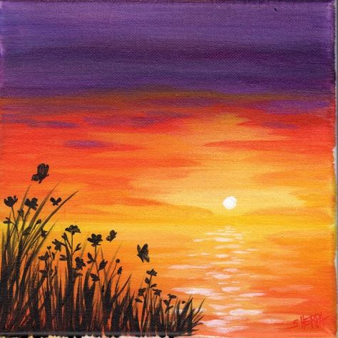 EASY SUNSET OCEAN Beginners Learn To Paint Acrylic Tutorial Step By Step Day 18 #acrylicapril2021 | The Art Sherpa Sunrise Art Painting, Sunset Art Painting, Sunset Painting Easy, Painting For Beginners Videos, Sunset Canvas Painting, Art Sherpa, The Art Sherpa, Sunset Painting Acrylic, Canvas Painting For Beginners