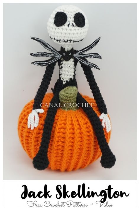 Crochet Jack Skellington Amigurumi Free Patterns & Paid - DIY Magazine Jack The Skeleton Crochet Free Pattern, Jack Skeleton Crochet Pattern, Crochet Skeleton Amigurumi, Skeleton Amigurumi, Crochet Jack Skellington, Crochet Skeleton, Crochet Objects, Crochet Halloween Patterns Free, Crochet Halloween Decorations