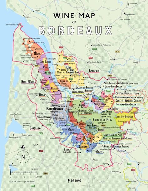 Bordeaux Wine Map, Wine Region Map, French Wine Regions, Wine Map, Wine Knowledge, Bordeaux Wine, Wine Education, Italy Wine, Wine Guide