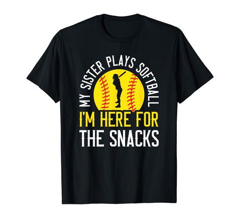 PRICES MAY VARY. Solid colors: 100% Cotton; Heather Grey: 90% Cotton, 10% Polyester; All Other Heathers: 50% Cotton, 50% Polyester Imported Pull On closure Machine Wash My Sister Plays Softball I'm Here For The Snacks. Funny design for siblings of softball lovers, featuring a softball ball graphic with a softball player silhouette. Funny design for siblings of softball lovers that is perfect for any softball fans, or for softball players like catchers and pitchers who want to stand out at practi Here For The Snacks, Pe Teachers, Softball, Snacks, T Shirts, T Shirt, Design