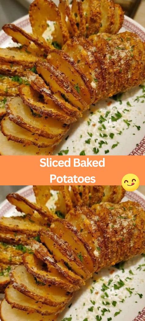 Crispy Sliced Baked Potatoes Recipe: Looking for a simple yet delicious side dish? Try our easy-to-make sliced baked potatoes! Made with just a few pantry staples, these potatoes are seasoned to perfection and baked until crispy on the outside and tender on the inside. Perfect for pairing with your favorite main dishes or serving as a tasty snack, these sliced baked potatoes are sure to become a family favorite. Can Sliced Potato Recipes, Oven Potatoes Baked, Best Way To Make Baked Potatoes, Potatoes Slices In Oven, Potatoes Baked Sliced, Crisp Baked Potatoes, Herb Potatoes Baked, Potato Baked Sliced, Baked Potato Variations