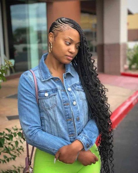 Natte Coller, Curly Cornrows, Lemon Braids, Lemonade Braids Hairstyles, Lemonade Braids, African Hair Braiding Styles, Braids With Curls, Girls Hairstyles Braids, Cornrows Braids