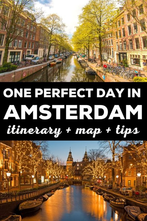 Get our Amsterdam one day itinerary with map, things to do & recommends + Amsterdam travel tips to help plan your trip to the Netherlands beautiful capital. Amsterdam Travel Tips, Day In Amsterdam, Amsterdam Itinerary, Visit Amsterdam, Europe Itineraries, Netherlands Travel, One Day Trip, Amsterdam Travel, European Vacation