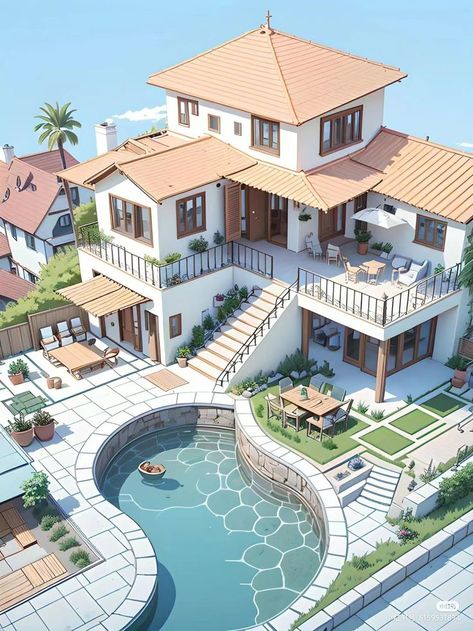 Home Decor: #homedecor, #interiordesign, #homedesign, #decor inspiration Art Nouveau Cottage, Sims 4 Roof Ideas, Procreate Building, Sims 4 Modern House, Sims 4 Houses Layout, Lotes The Sims 4, Digital Hair, Architectural Scale, Sims Free Play