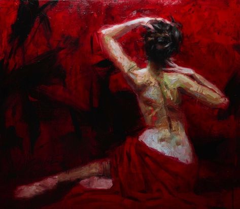 Beautiful Palette Knife Paintings of Dramatic Female Figures - My Modern Metropolis Henry Asencio, Afrique Art, Woman In Red, Classic Portraits, Female Art Painting, Palette Knife Painting, 인물 드로잉, Abstract Expressionist, Peacocks