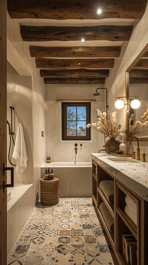 Hacienda Bathroom, Hacienda Interior, Hacienda Interior Design, Spanish Style Home Interior, Interior Design 2024, Modern Hacienda, Mediterranean Interior Design, Spanish Home Decor, Hacienda Style Homes