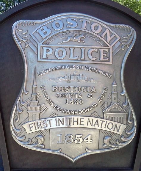 Boston Words and Phrases | JP First Responders: Decoding the Boston Police badge | Jamaica Plain ... Us Military Medals, Boston Police Department, Police Shield, Police Badges, Law Enforcement Badges, Fire Badge, Boston Mass, 1 Kings, Boston Strong