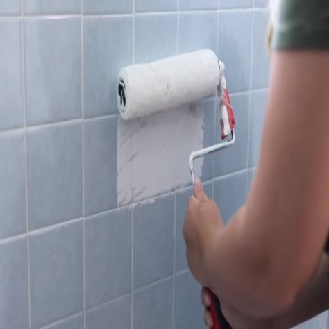 Painting Ceramic Wall Tile Bathroom, How To Paint Bathroom Tile, Paint Over Bathroom Tile, How To Paint Tiles In Bathroom, How To Paint Tile, Painting Old Bathroom Tile, Irish Bathroom, Paint Over Wood Paneling, Painting Over Tiles