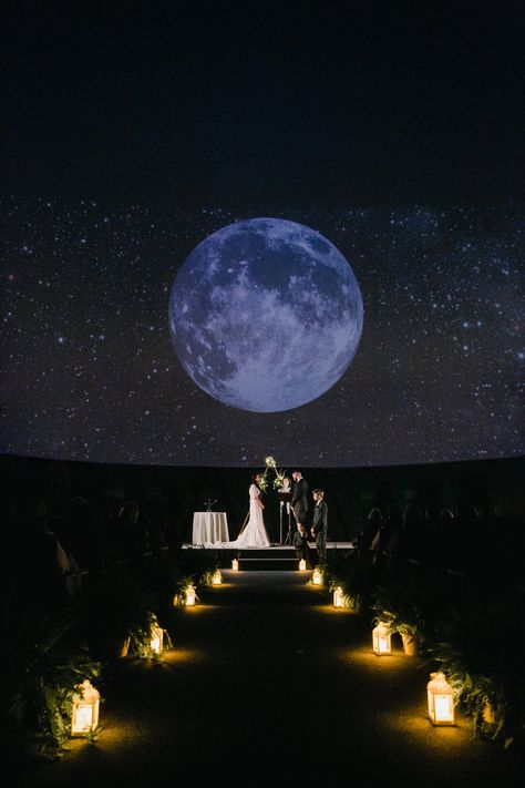 Night Time Reception, Moon Light Wedding, Planetarium Wedding Ceremony, In The Stars Wedding Theme, Coldplay Wedding Theme, Astral Wedding, Space Theme Wedding, Astrological Wedding, Space Wedding Theme