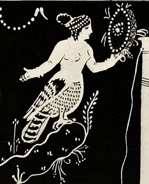 Siren and Greek frame drum with central sun symbol - Gresk rammetromme m. sentralt solsymbol 340 BCE by saamiblog, via Flickr Sirens Greek Mythology, Shaman Woman, Siren Tattoo, Frame Drums, Moon Symbol, Frame Drum, Sun Symbol, Drums Art, Siren Mermaid