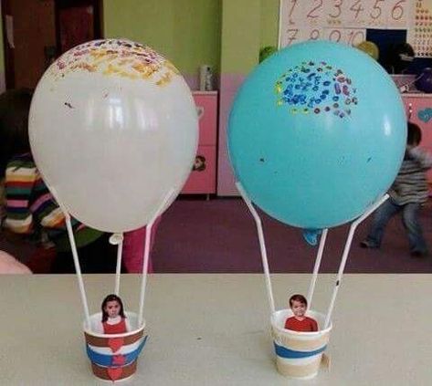 Balloon Crafts Preschool, Diy Projects For School, Transportation Preschool Activities, Hot Air Balloon Craft, Transportation Activities, Transportation Crafts, Transportation Preschool, Montessori Toddler Activities, Preschool Activities Toddler