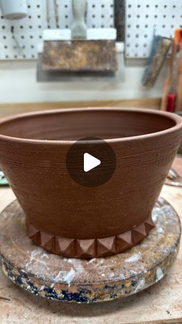 Rachael DePauw Pottery on Instagram: "The sprig mold was hand-carved. But maybe there’s a better way? Anyone with a 3-D printer and some computer skills want to help me make some more molds like this, but in bulk?   #sprig #sprigmolds #sprigmoldsforpottery #stud #pyramids #bigfeet #bowl" Pottery Sprigs Clay, Pottery Engobe, Surface Decorations, Pottery Molds, Large Pottery, Ceramic Texture, Hand Building, Surface Decoration, Computer Skills