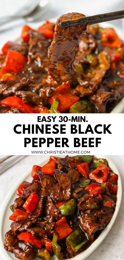 Beef And Peppers, Chinese Beef Recipes, Resep Oatmeal, Black Pepper Sauce, Red Pepper Recipes, Black Pepper Beef, Chinese Beef, Pepper Beef, Pepper Steak Recipe