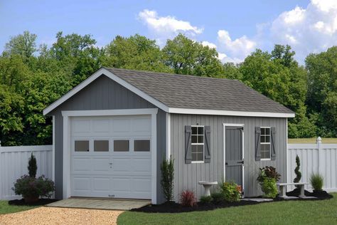 Buy an Amish Made Portable Vehicle Garage for one car in PA, NY, NJ, MD, CT, DE… Garage Packages, Single Garage Door, Prefab Garages, Casa Garage, Garage Plans Detached, Garage Builders, Plan Garage, Portable Garage, Small Garage