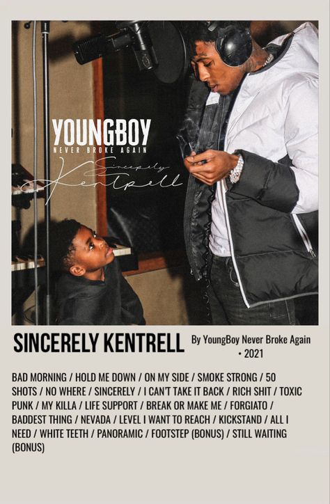 Youngboy Album Cover Poster, Nba Yb Album Cover, Nba Youngboy Album Cover, Nba Youngboy Poster, Sincerely Kentrell, Youngboy Poster, Rappers Wallpaper, Album Cover Wall Decor, Youngboy Never Broke Again