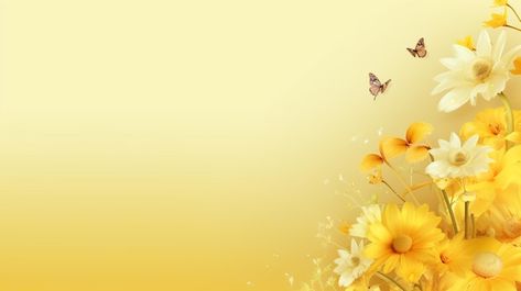 Premium AI Image | Yellow flowers and butterflies on a yellow background with a butterfly generative ai Yellow Flower Background, Simple Poster Design, A Bunch Of Flowers, 3d Font, Background Flower, Simple Poster, Flower Yellow, Background Template, Flowers And Butterflies