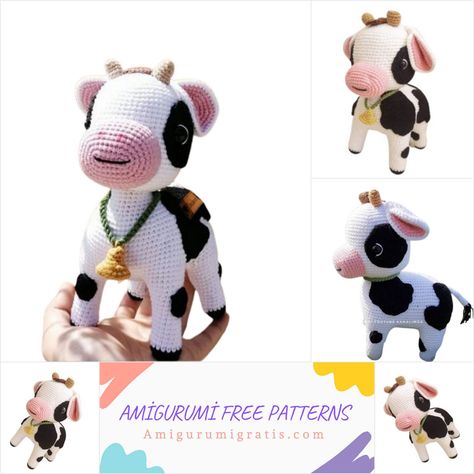 Amigurumi Buzu Free Crochet Pattern - Amigurumi Pattern Crochet Lovey Free Pattern, Crochet Farm Animals, Crocheted Cow Pattern, Crochet Lovey, Crochet Cow, Crochet Animals Free Patterns, Crochet Pattern Amigurumi, Toy Pattern, Magic Ring