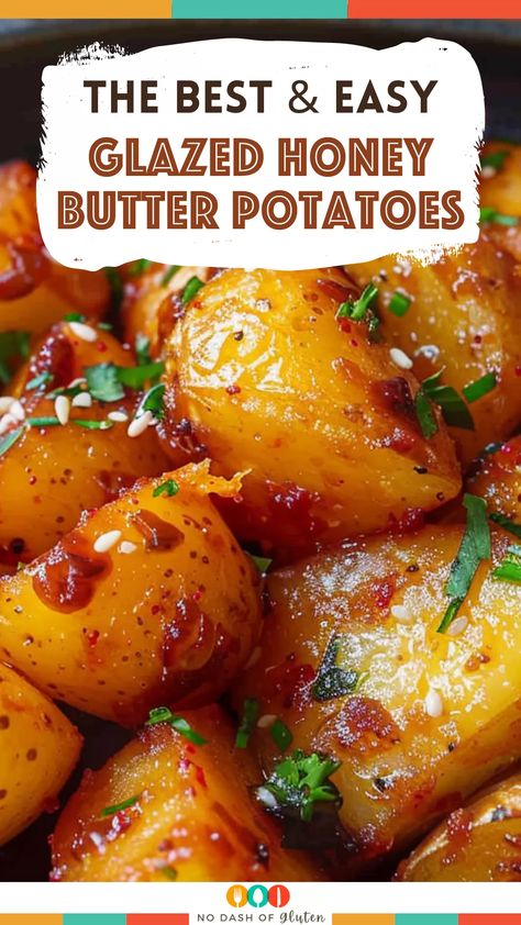 These Glazed Honey Butter Potatoes are a must-try side dish! With a golden sear and a delicious honey-butter glaze, they’re sure to impress. Perfect for family dinners or special occasions! Pin now and make them tonight! Honey Glazed Potatoes, Hot Honey Potatoes, Idaho Gold Potato Recipe, Honey Butter Potatoes, Honey Potatoes Recipes, Honey Bacon Roasted Potatoes, Honey Gold Bite Size Potatoes Recipe, Honey Mustard Potatoes, Honey Gold Potatoes Recipes