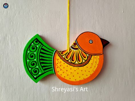 Bird Wall Hanging, Hand Art Kids, Hanging Diy, Clay Wall Art, Pottery Painting Designs, Wall Hanging Crafts, Home Decor Products, Cardboard Art, Wall Hanging Diy