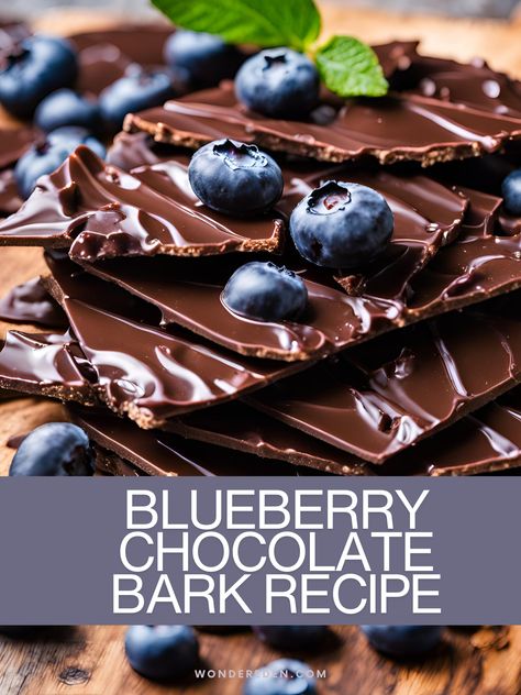 Blueberry Chocolate Bark Recipe: A Simple, Delicious, and Healthy Treat Blueberry Chocolate Bark, Blueberry Bark, Chocolate Covered Blueberries, Chocolate Bark Recipe, Blueberry Chocolate, Yummy Healthy Breakfast, Frozen Chocolate, Healthy Treat, Bark Recipe