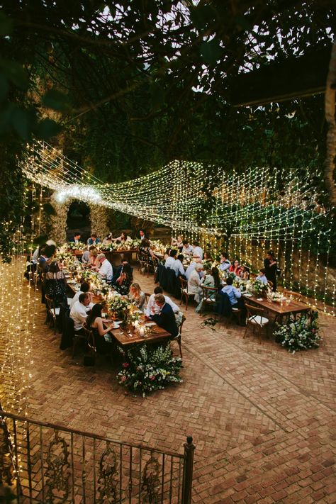 Garden Small Wedding, Garden Lights Wedding, Modern Intimate Wedding, Small Wedding Garden, Micro Garden Wedding, Garden Wedding Lights, Lush Garden Wedding, Small Wedding Vibes, Wedding In A Garden